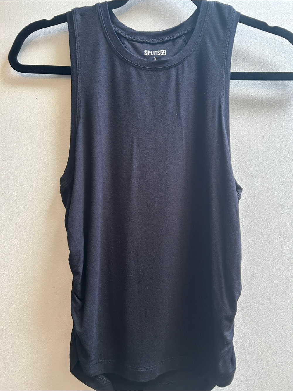 SPLITS59 Frida Ruched Racerback Black Tank - Picture 5 of 8